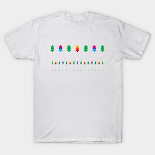 Merry Christmas with colorful fir trees, version one T-Shirt